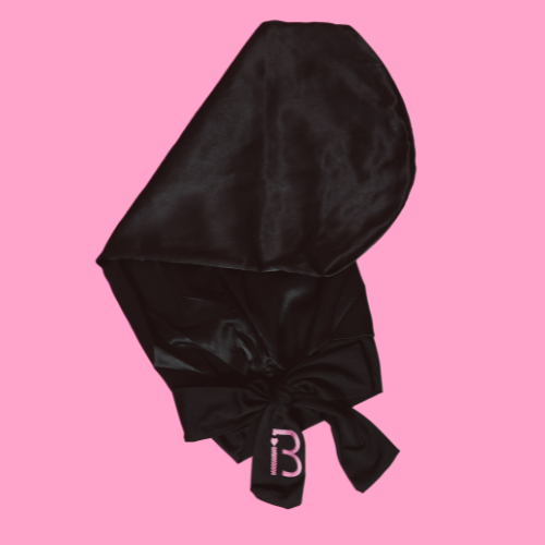 long braid bonnet -black