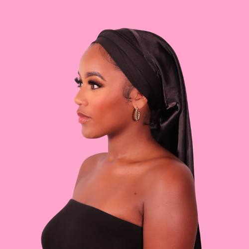 long braid bonnet -black